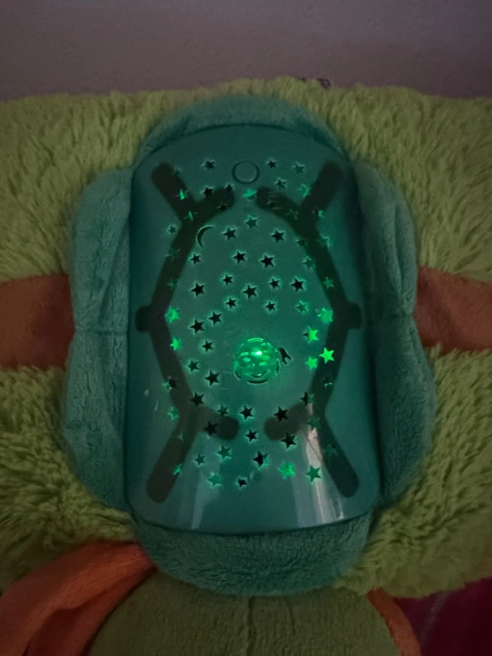 Green and Orange Plush Turtle Night Light for Reptile Habitats